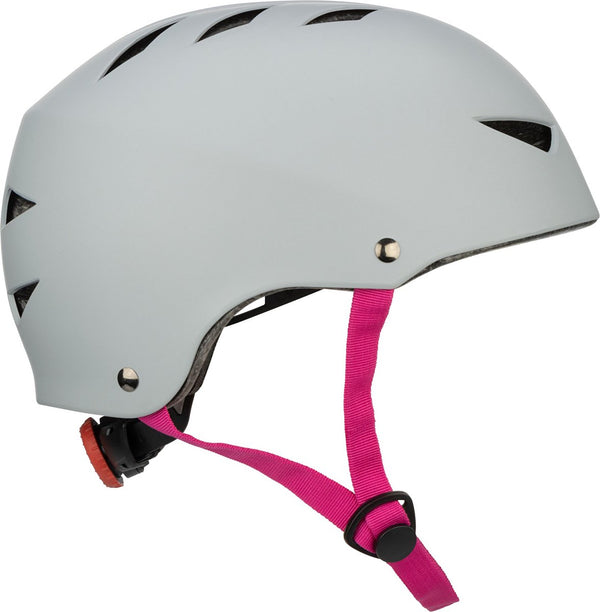 Nijdam skate helm verstelbaar - stone blush - maat m - 54-58 cm - grijs roze m