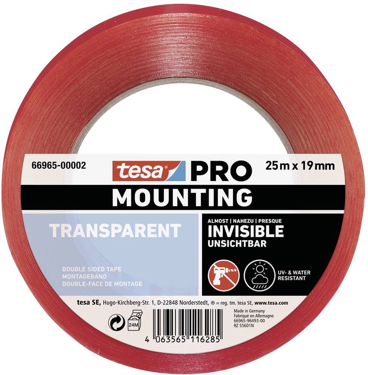 Tesa professional tesa montagetape montagepro transparant 66965 25 m x 19 mm - 6696...