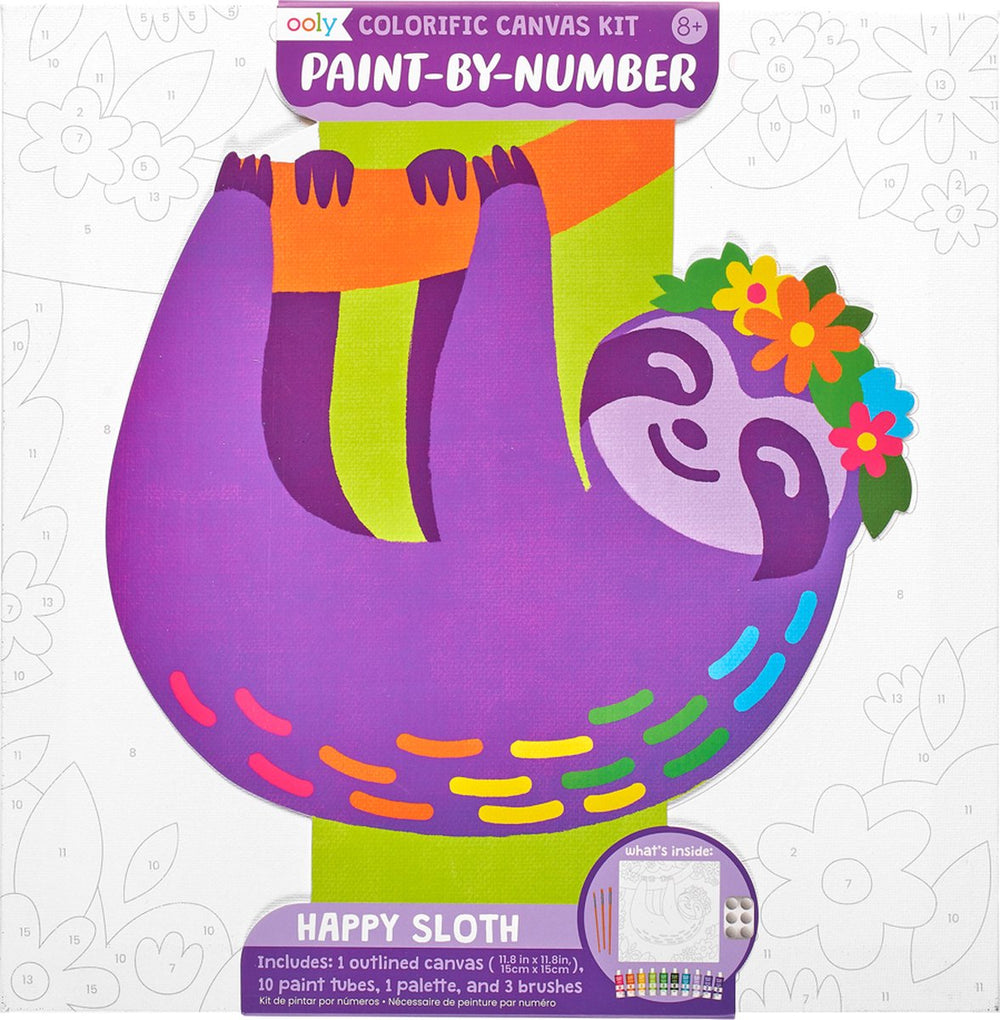 Ooly colorific canvas verf op nummer kit gelukkige luiaard
