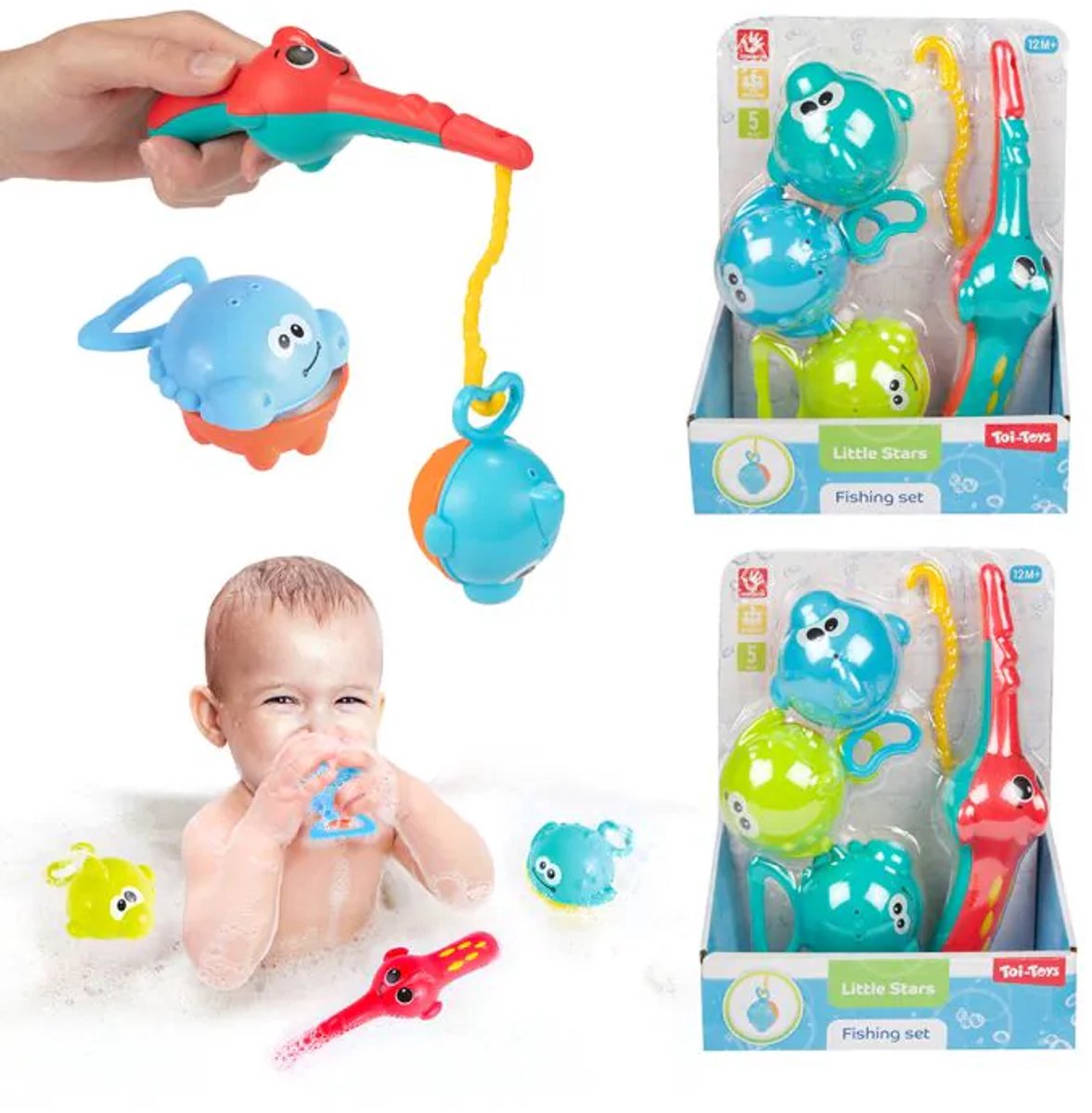 Toi-toys little stars badspeelgoed vishengel met 3 vissen, 4dlg.