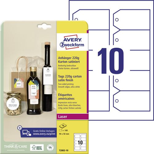 Hanglabels avery zweckform t2002-10 karton wit