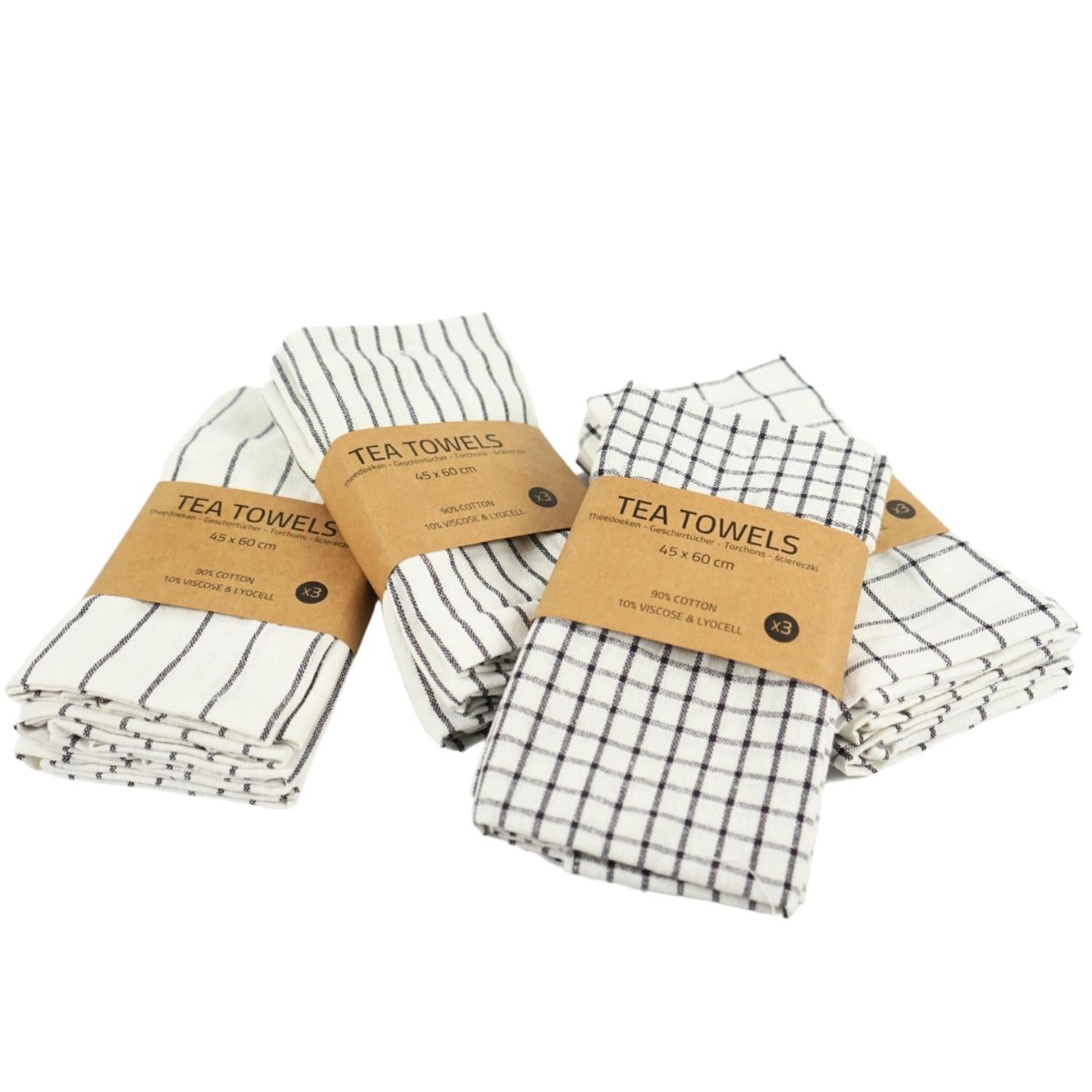 Theedoekset 3-delig 45x60cm 4 assorti