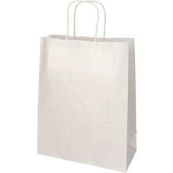 Draagtas papstar met gedraaid handvat 280x220x100mm kraftpapier wit