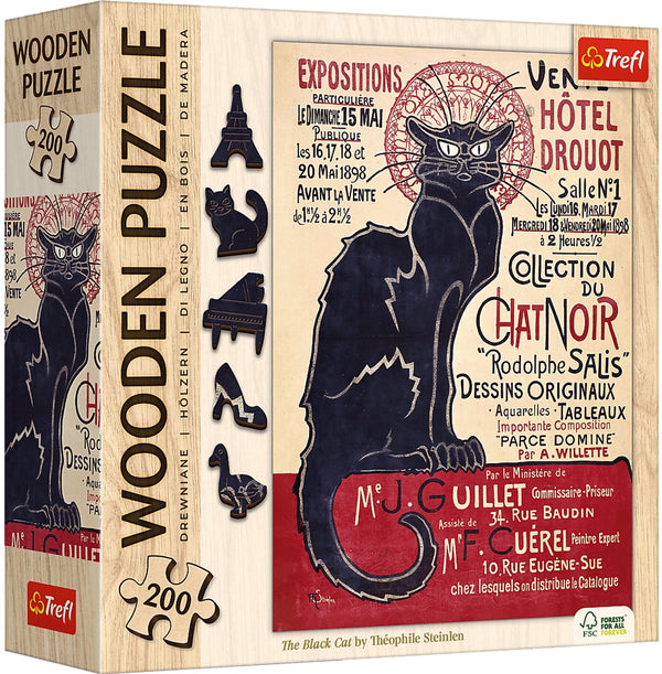 Trefl the black cat kunst hout houten legpuzzel - 200 stukjes - vanaf 9 jaar