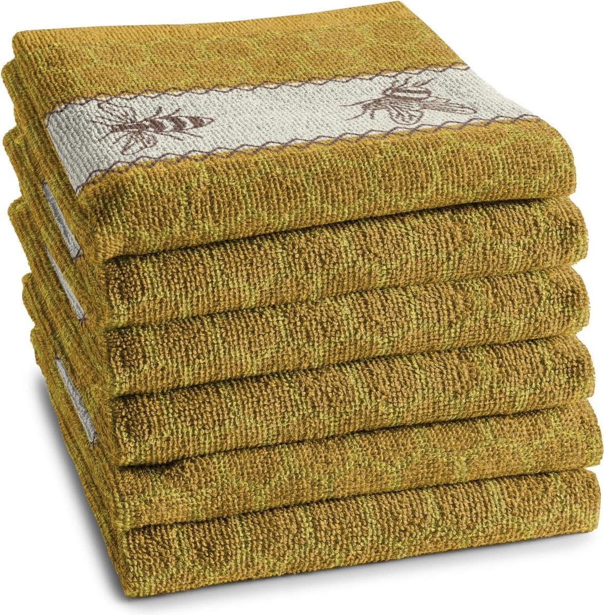 Ddddd - bees - keukendoek - set van 6 - keukenhanddoeken - 50x55cm - geel