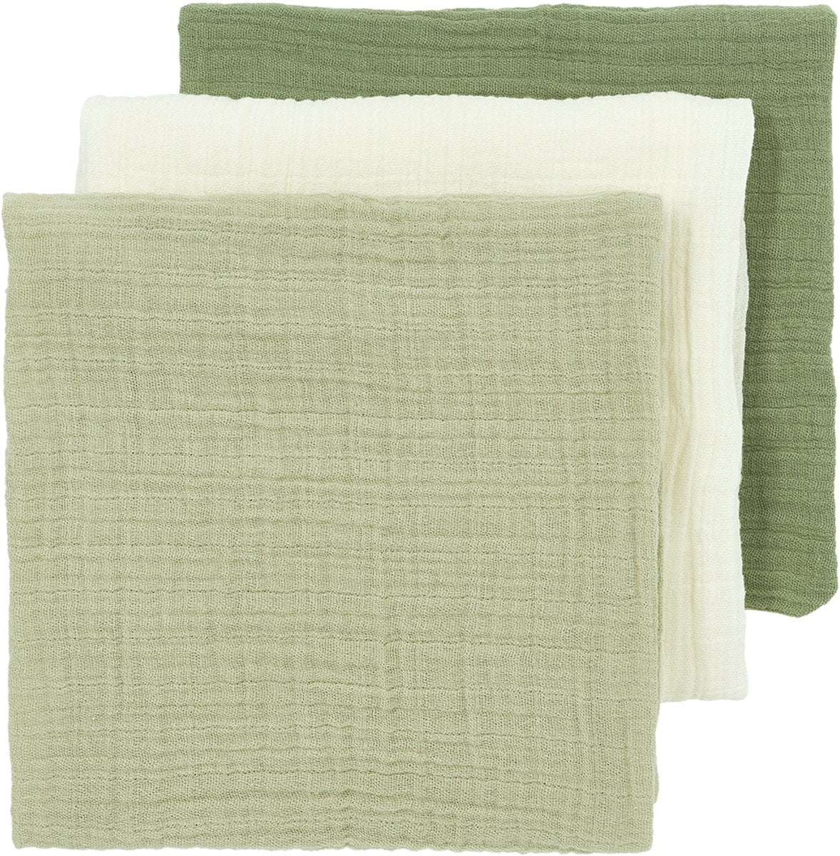 Meyco baby uni pre-washed hydrofiele doeken - 3-pack - pre-washed hydrofiel - naturel soft olive olive green - 70x70cm