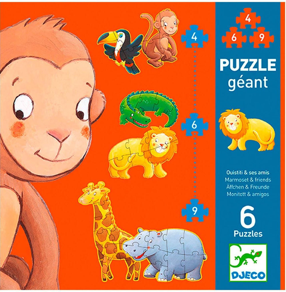 Djeco puzzel dieren fsc - marmoset friends - educatief speelgoed.