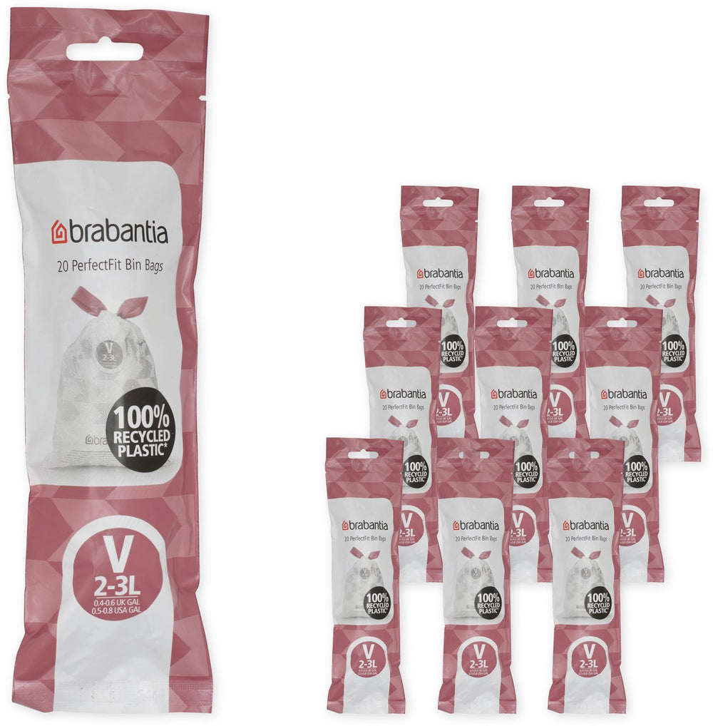 Brabantia perfectfit vuilniszakken - 2 3 l - code v - 10 rollen x 20 stuks