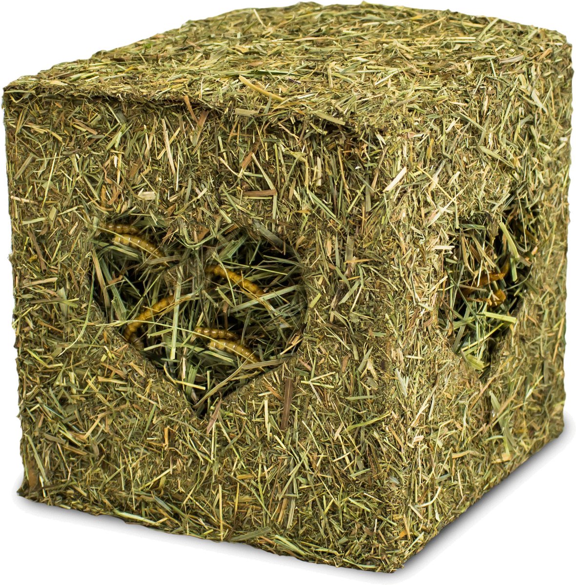 Jr farm hooiblok met meelwormen - ruwvoer - 13x13x13 cm 125 g