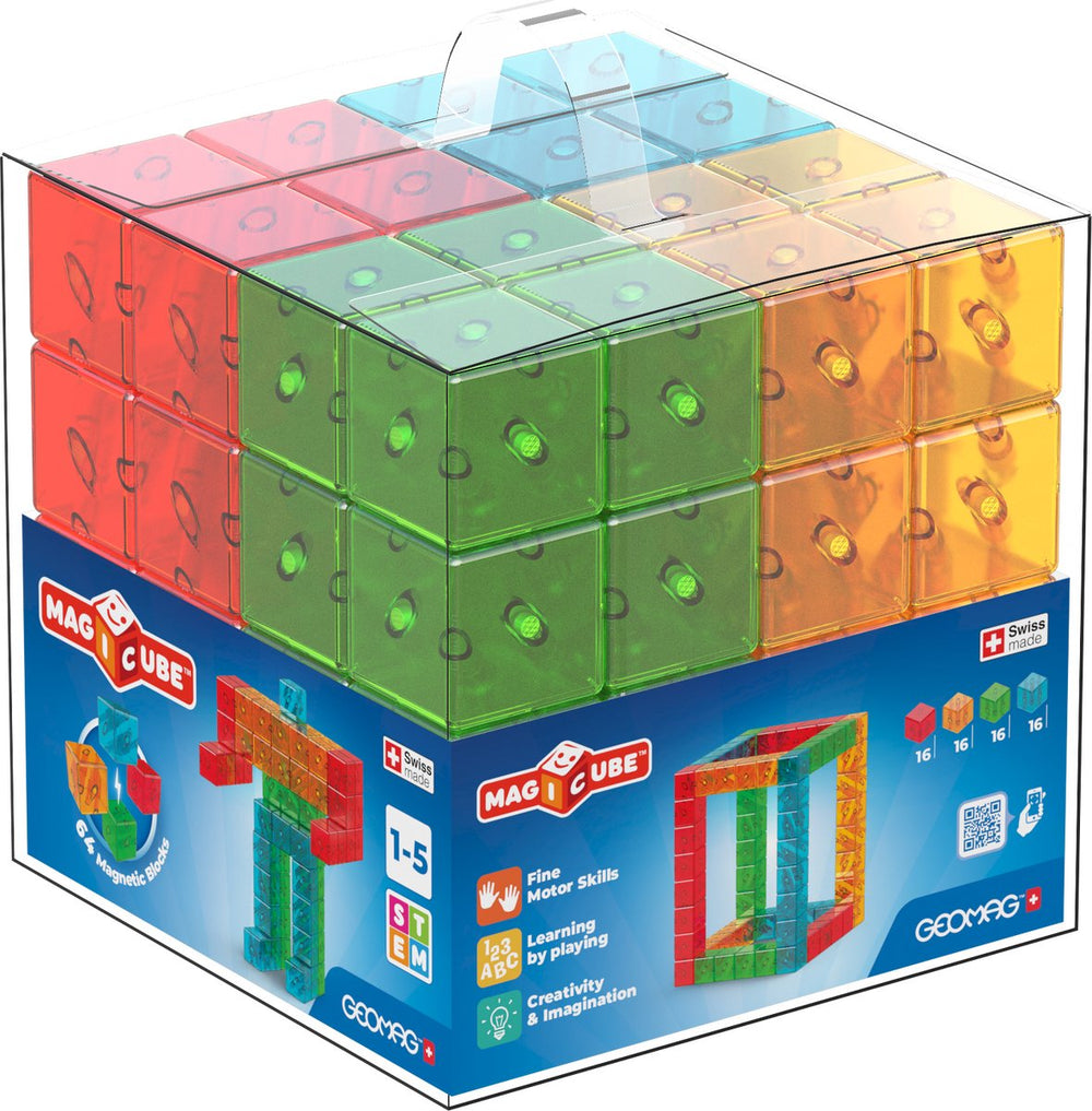 Geomag magicube kleurrijk recycled - magnetische bouwblokken - 64-delig - vanaf 1 jaar