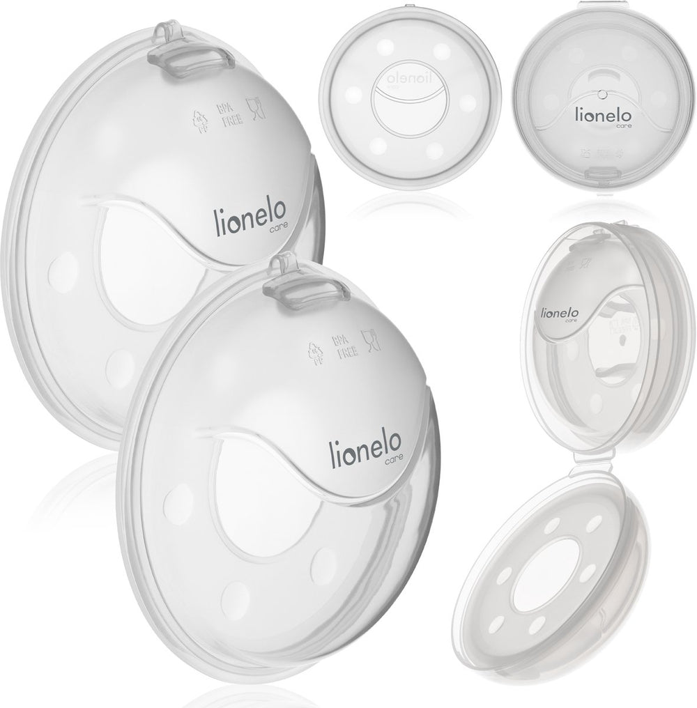 Lionelo milky plus melkcollectoren set 2 stuks - 2x40 ml - met etui - bpa-vrij - past in beha - schelpvorm - herbruikbaar - steriliseerbaar