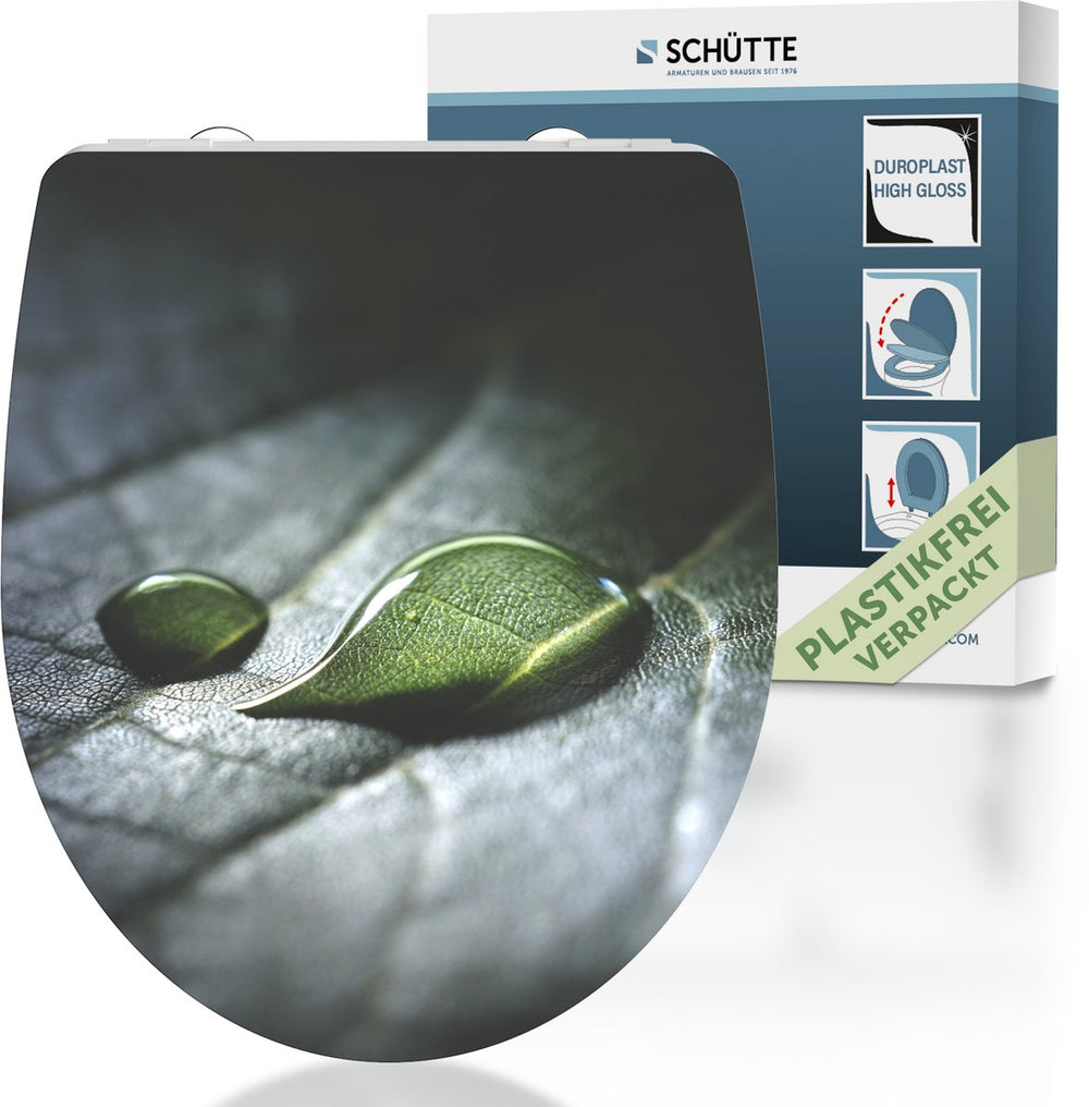 Schütte wc-bril 82583 raindrop - high gloss - duroplast - soft close - afklikbaar - rvs-scharnieren - belastbaar tot 175 kg - decor - 1-zijdige print