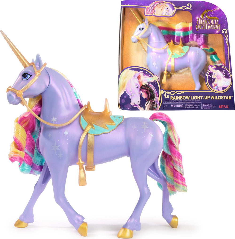 Unicorn Academy eenhoorn wildstar regenboog oplichtend 28cm