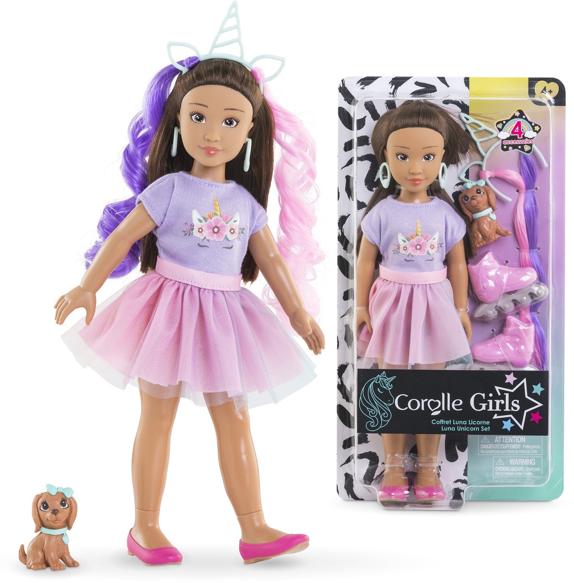 Corolle meisjes - luna eenhoorn modepop set