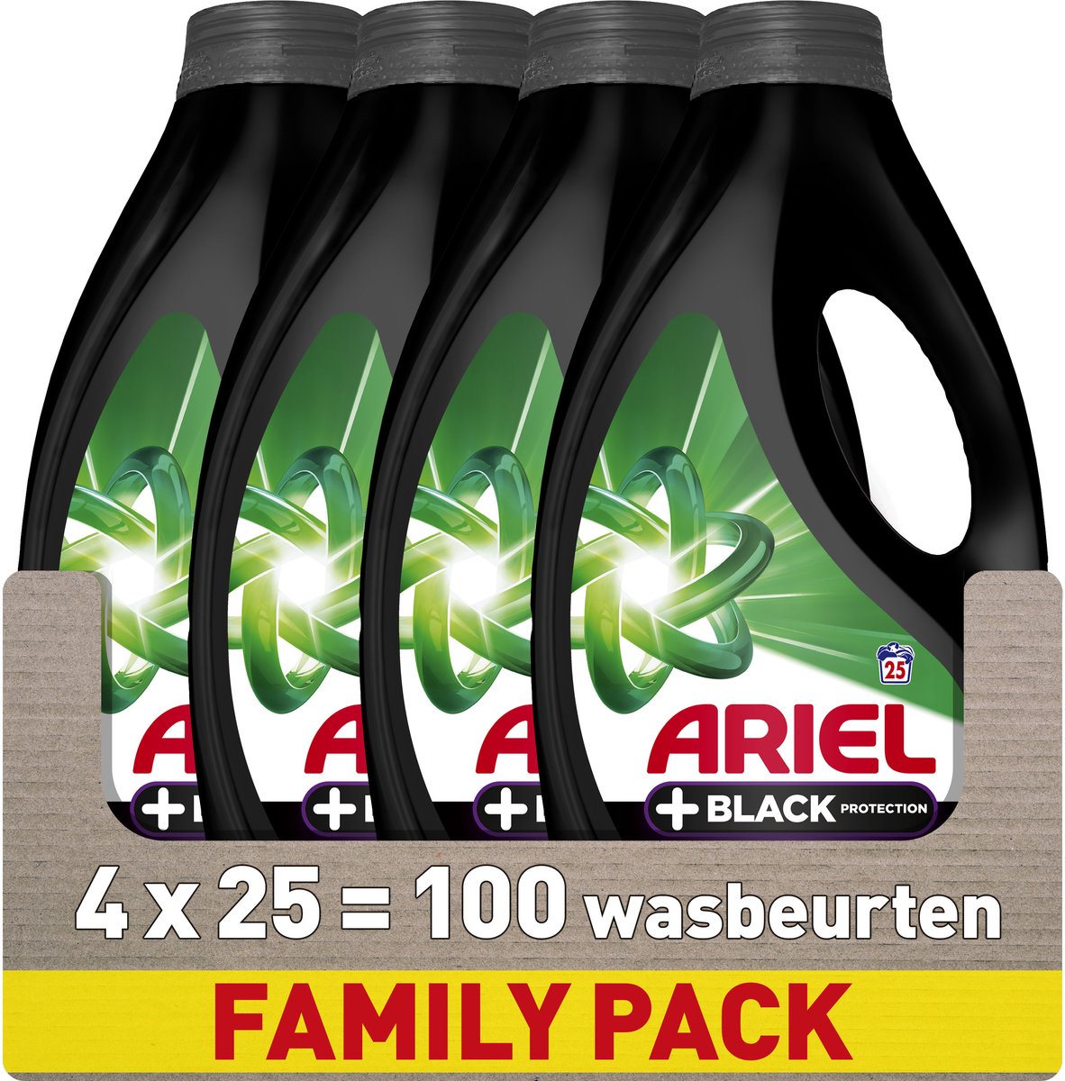 Ariel wasmiddel +zwart bescherming - 4 x 25 wasbeurten