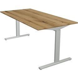 Bureau kerkmann 11020655 in hoogte verstelbaar zilver, eik