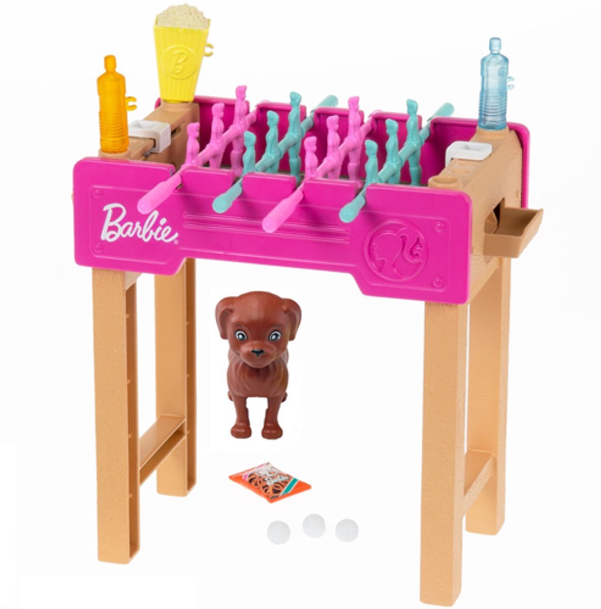 Barbie minispeelset voetbaltafel met hondje