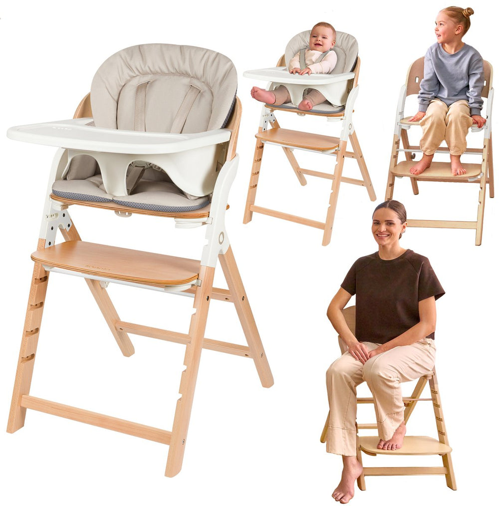 Lionelo megan – houten kinderstoel eetstoel baby – meegroeistoel 3in1: van 6 mnd tot 110 kg – verstelbare: zitting voetsteun tafel – 5-puntsgordel – dienblad met siliconen inzet – wasbaar kussen – antislipvoetjes – baby stoel