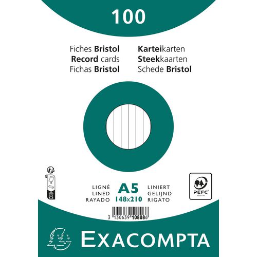 Indexkaarten exacompta 10808se wit papier