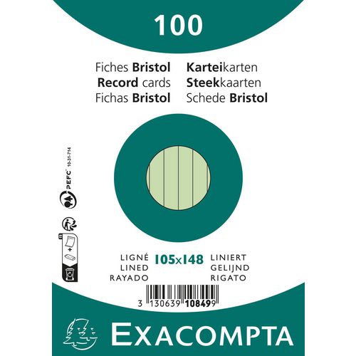 Indexkaarten exacompta 10849se groen papier