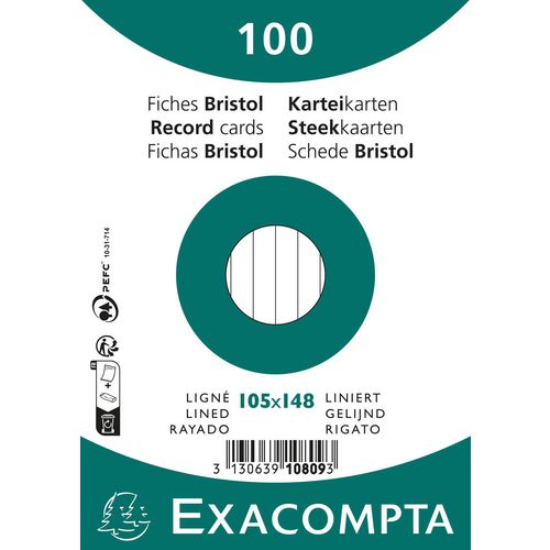 Indexkaarten exacompta 10809se wit papier