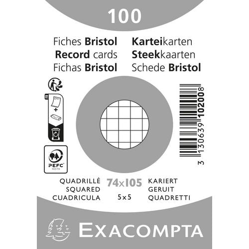Indexkaarten exacompta 10200se wit papier