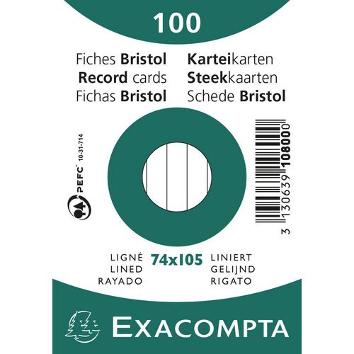 Indexkaarten exacompta 10800se wit papier