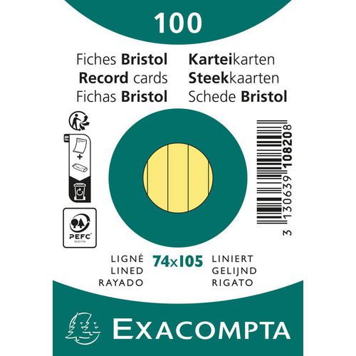Indexkaarten exacompta 10820se geel papier