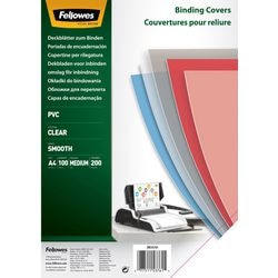 Fellowes pack 100 binding cover transparent 5376102 pvc a4
