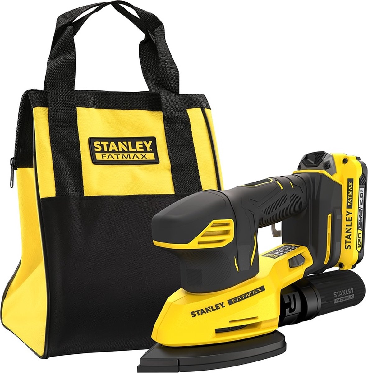 Stanley powertools stanley fatmax sfmcw221d1s v20 18v accu detailschuurmachine | 1x 2.0ah accu + lader | in softbag - sfmcw221d1s-qw