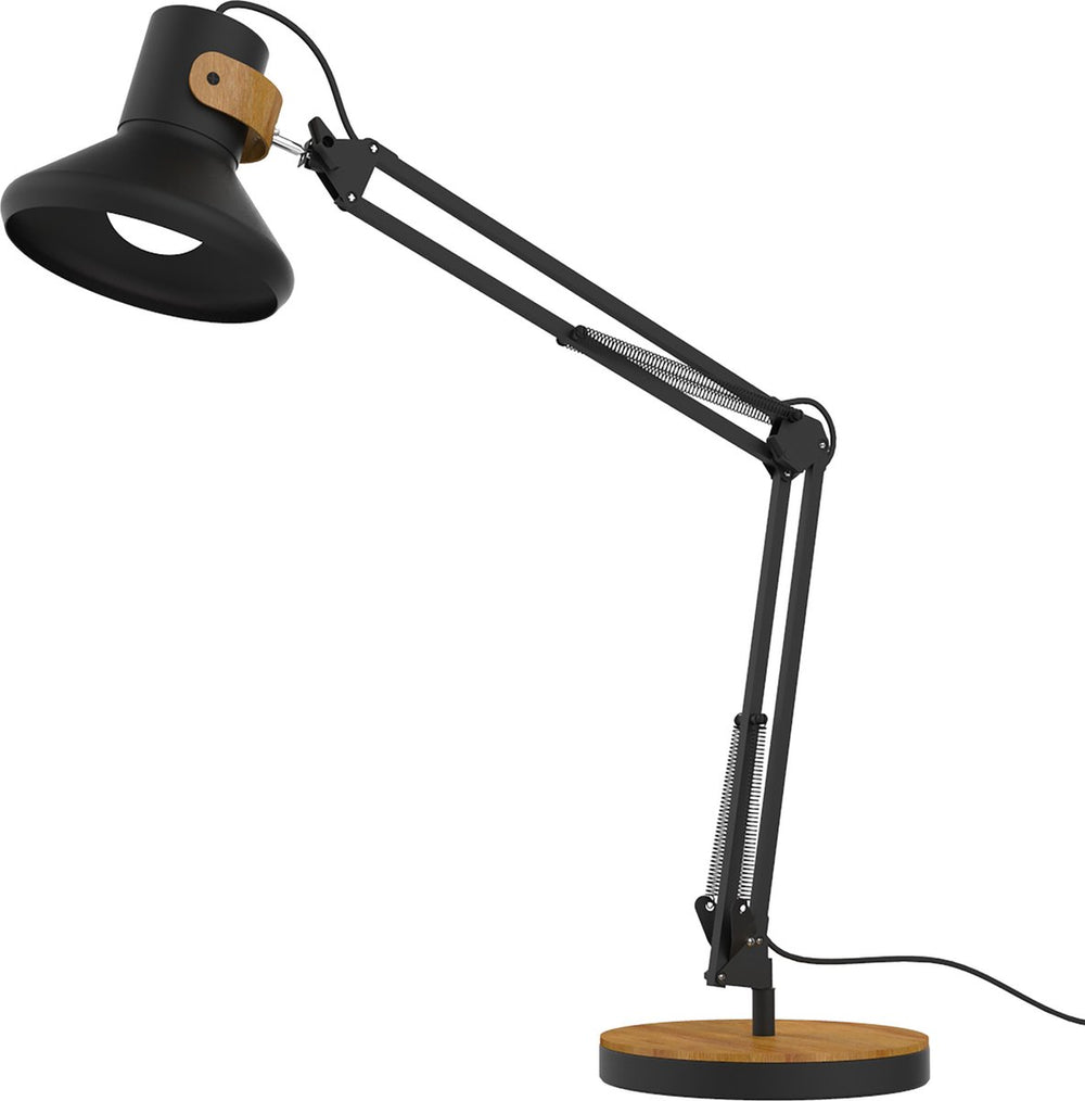 Unilux bureaulamp met zwenkarm baya led zwart bamboe. (1x e27 ledlamp van 12,6 w inbegrepen)