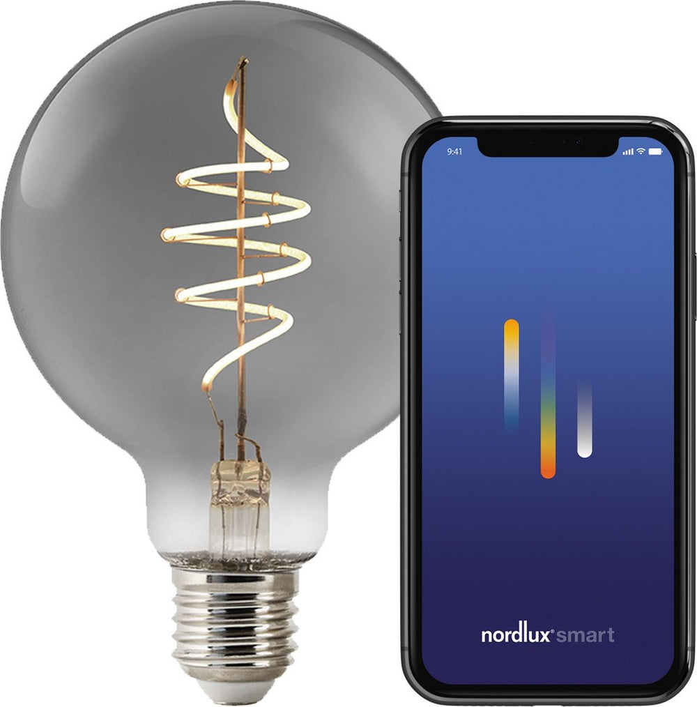 Nordlux g95-lichtbron-smart-deco filament-spiral-e27-smoke glas-1800k