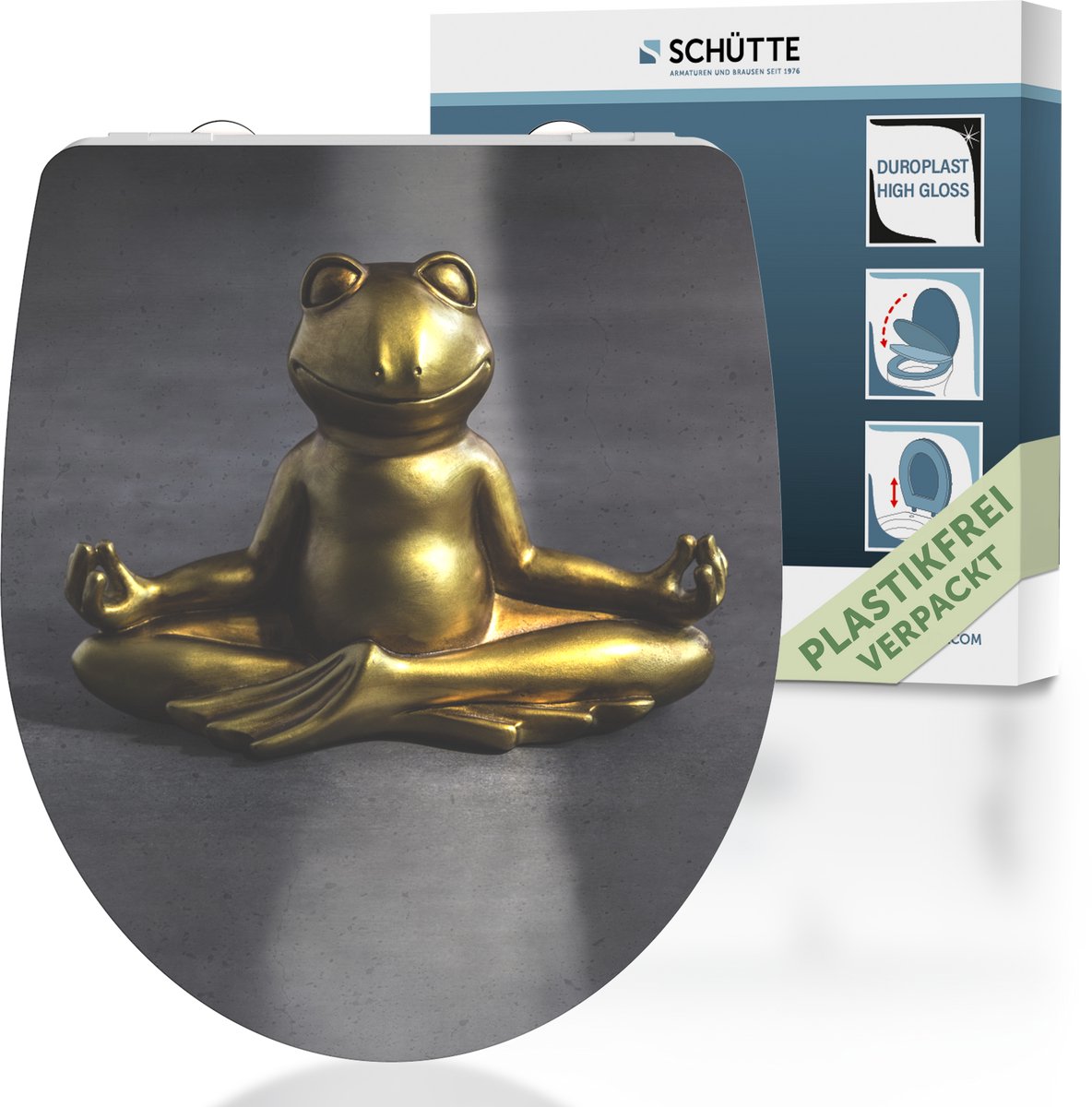 Schütte wc-bril 82581 relaxing frog - high gloss - duroplast - soft close - afklikbaar - rvs-scharnieren - belastbaar tot 175 kg - decor - 1-zijdige print