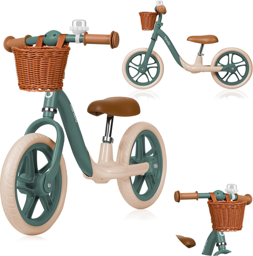 Lionelo alex plus – loopfiets vanaf 3 jaar – 12” lekvrije banden – verstelbaar zadel (30-35 cm) stuur (52-58 cm) – met voetensteun, mandje bel – 3,4 kg licht – stuurbegrenzer – antisliphandvatten – comfortabel zitting, baby fiets leren balanceren