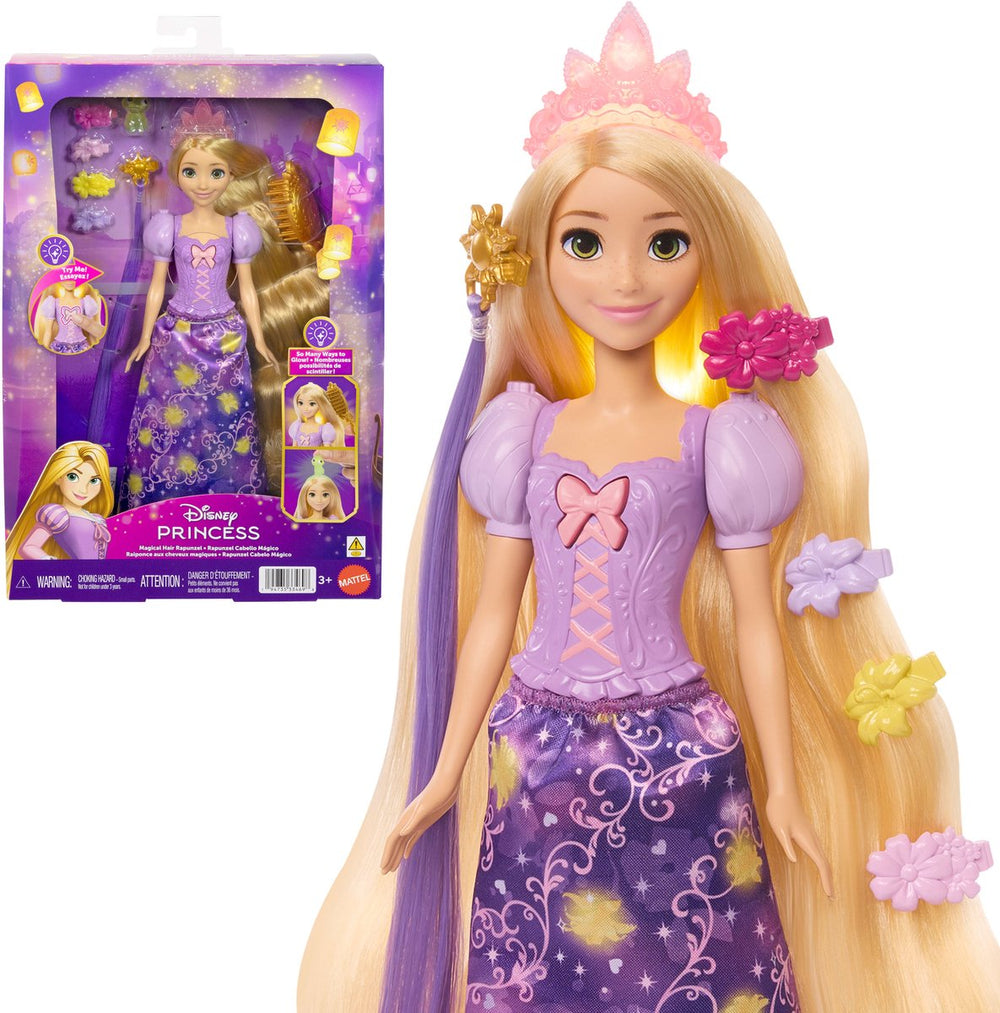 Mattel disney princess lichtgevend haar rapunzel modepop - magisch haar modepop speelgoed