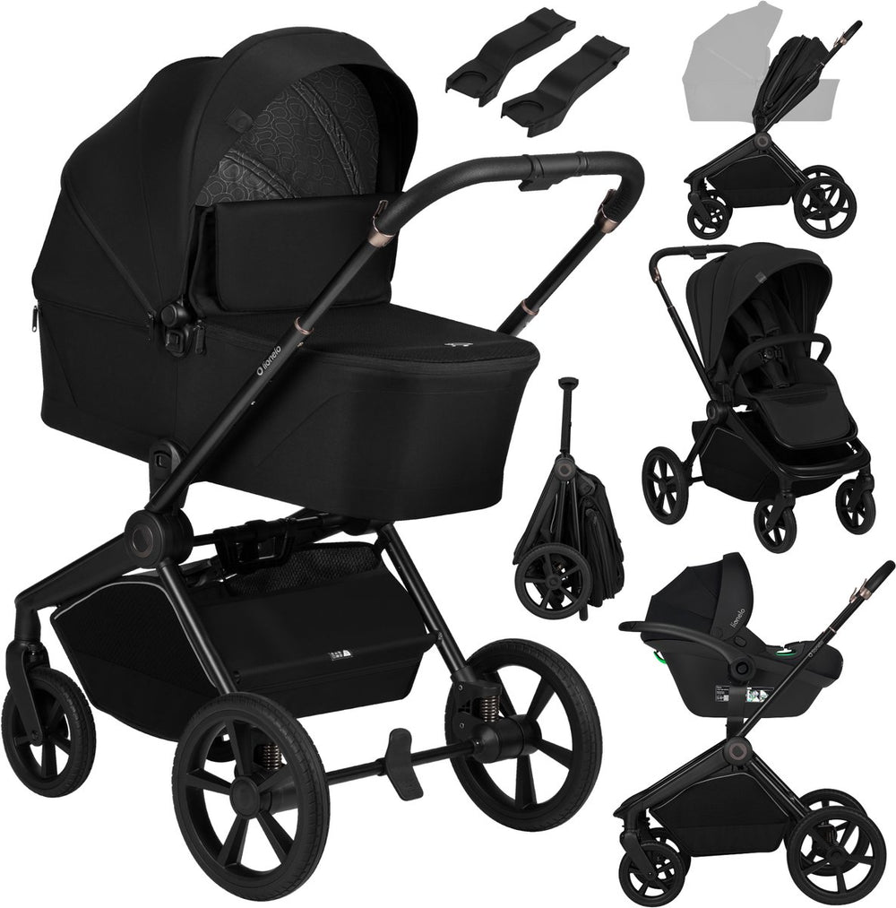 Lionelo freya 3in1 kinderwagen set – reiswieg, wandelwagen astrid i-size autostoel (40–87 cm) –premium - vanaf geboorte tot 22 kg – pu-wielen met vering – omkeerbare zitting – upf50+ kap