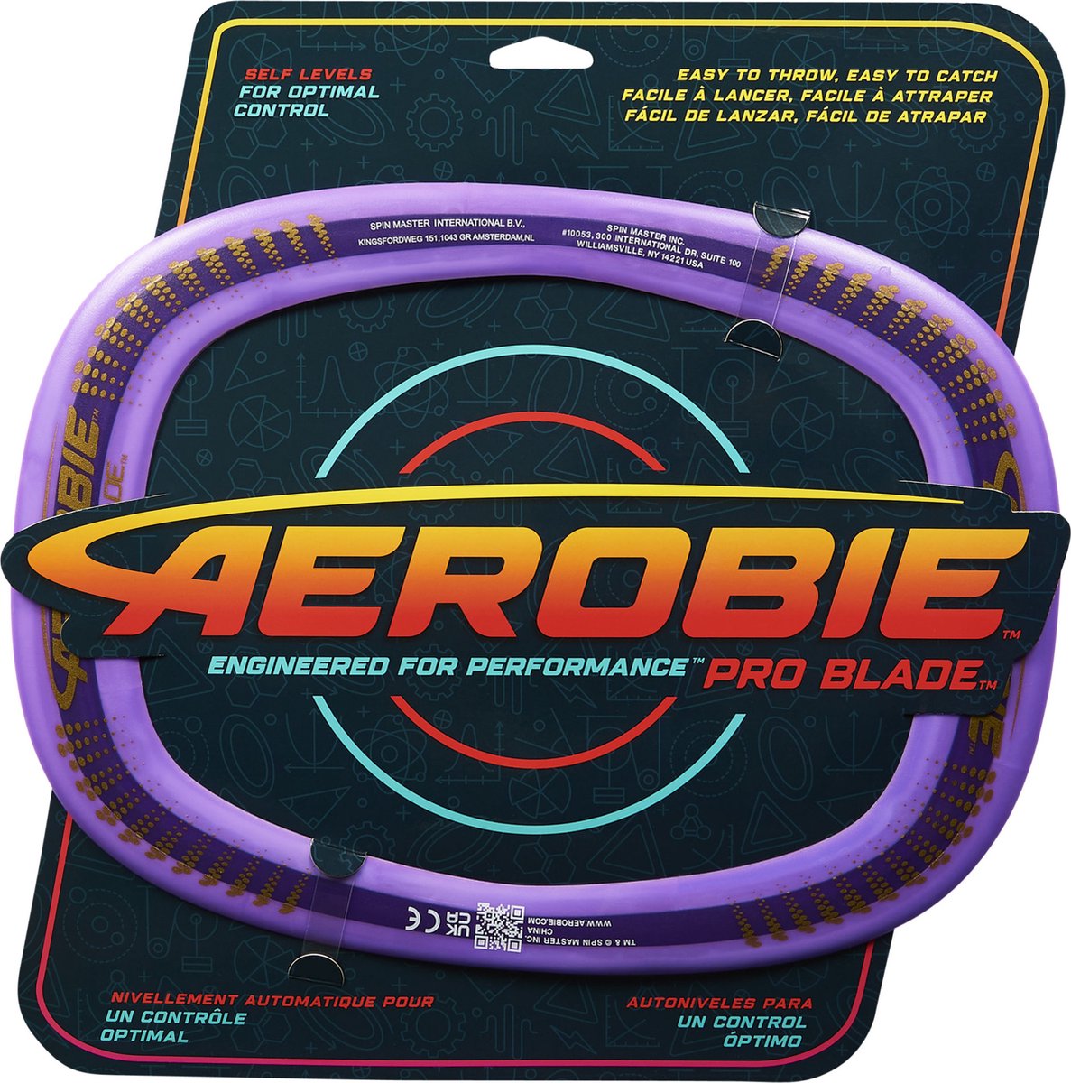Aerobie - pro blade outdoor vligende disc met zelfnivellerende werpring - paars