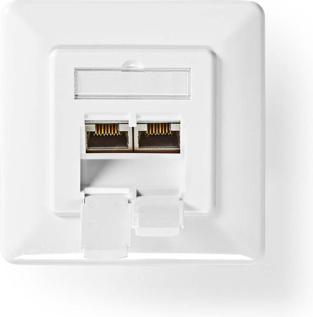 Nedis netwerk wanddoos - verzonken montage - 2 poort(en) - cat7 - recht - female - goud verguld - pvc - wit - doos