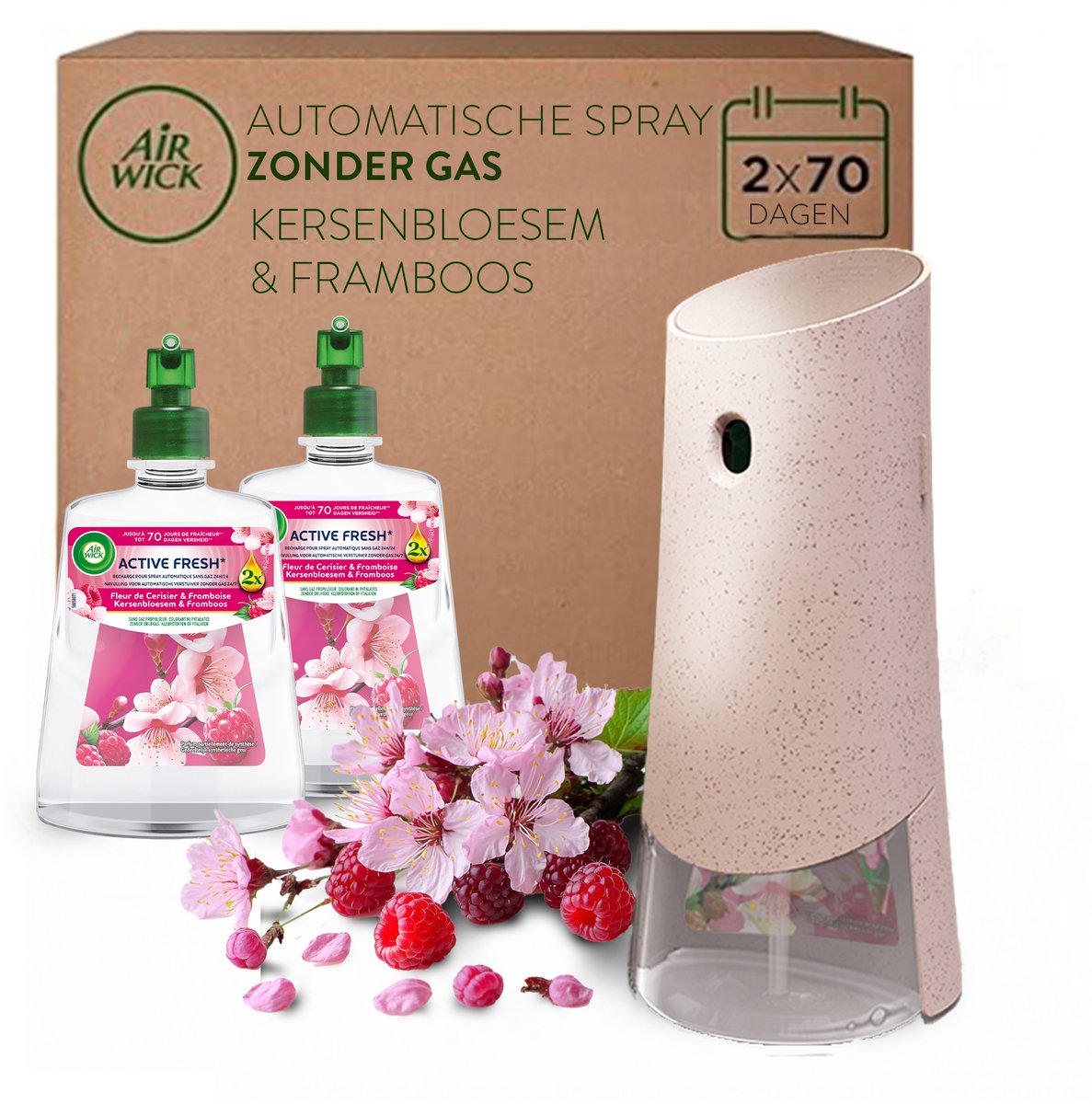 Air wick - active fresh luchtverfrisser starter kit kersenbloesem + 2 navullingen