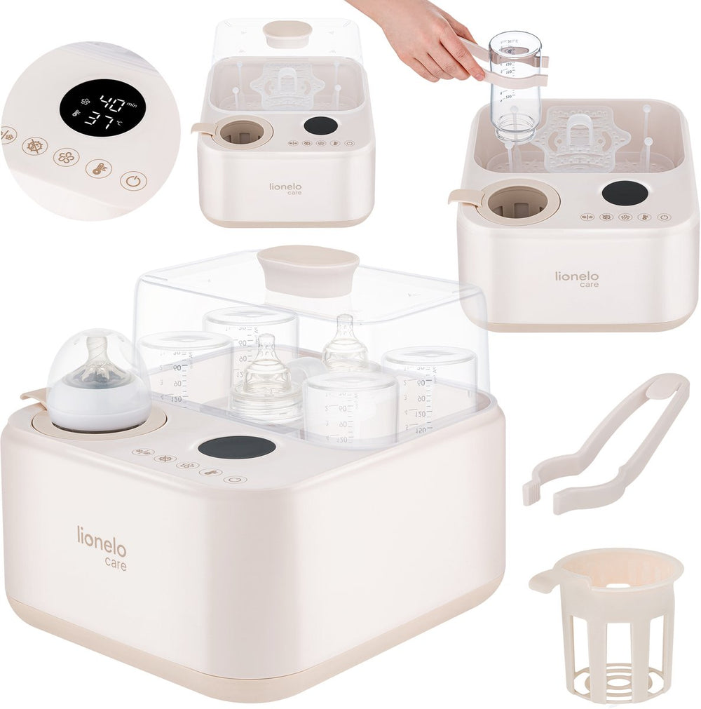 Lionelo steamup – 3-in-1 flessensterilisator, droger flessenwarmer – voor 4 flessen – stoomsterilisatie 99,9% – instelbare temperatuur 37–85°c – bpa-vrij