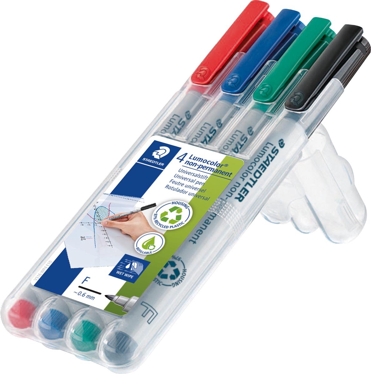 Staedtler lumocolor f non-permanent pen - box 4 kleuren