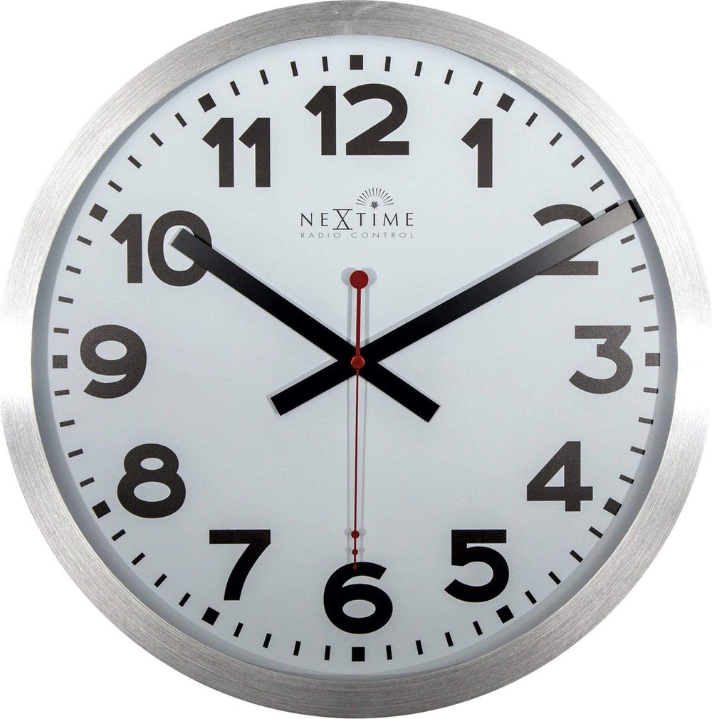 Nextime station radio controlled (dcf) – wandklok – 35 cm – aluminium – wit