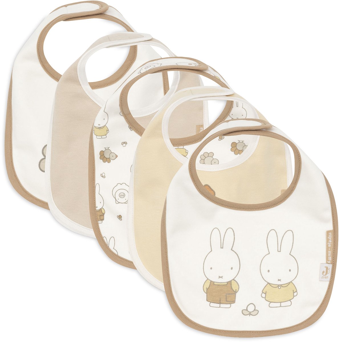 Jollein slabbetjes jersey waterproof - 5 stuks - miffy family farm