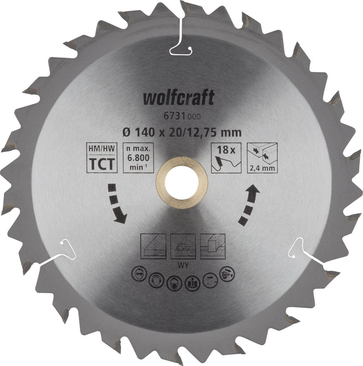 Wolfcraft - cirkelzaagblad 140x12,75mm - 18 tanden - zaagblad voor cirkelzaag - serie bruin - 6731000