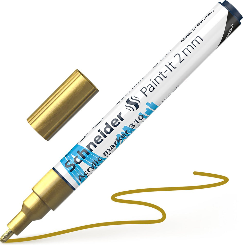 Schneider schrijfwaren schneider acrylmarker - paint-it 310 - 2mm - goud - s-120153