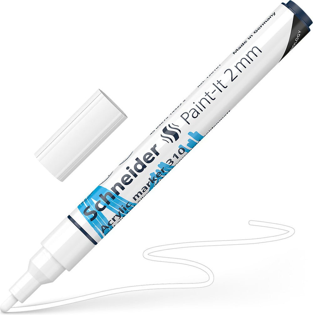 Schneider schrijfwaren schneider acrylmarker - paint-it 310 - schrijfbreedte 2mm - wit - s-120149
