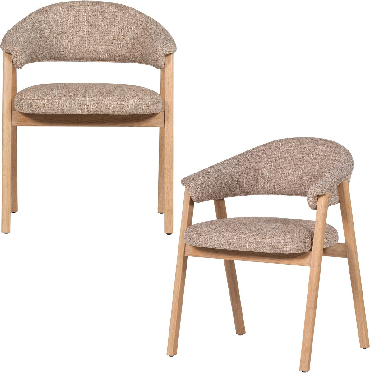 Woood tunar eetkamerstoel met armleuning - eiken hout - naturel - set van 2