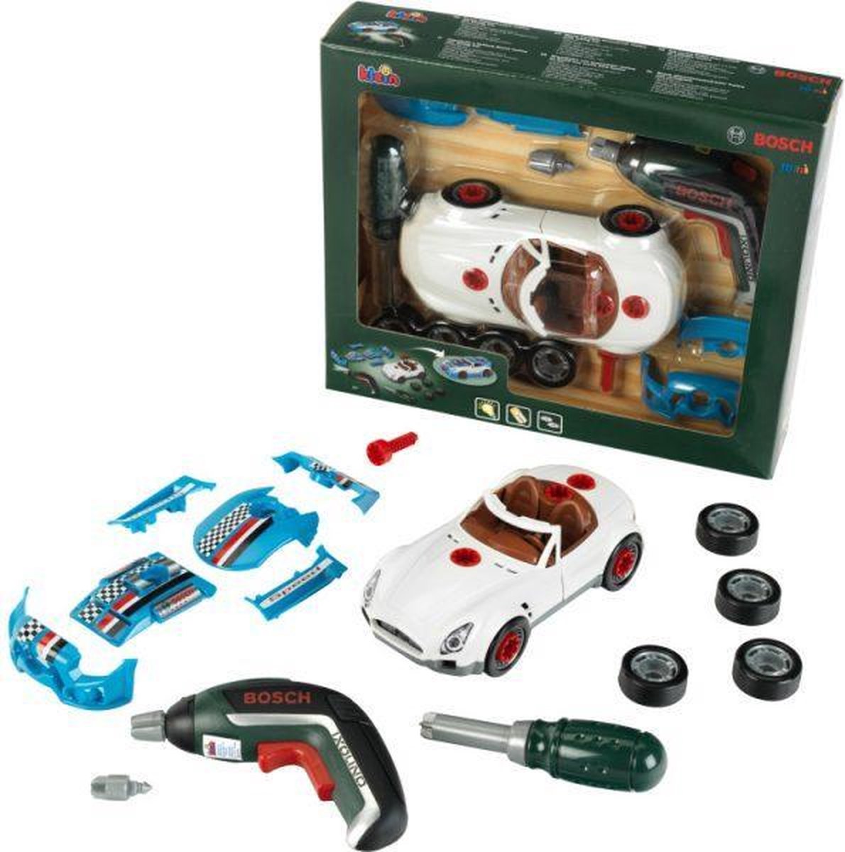 Klein toys - bosch mini autotuningset 15-delig - speelgoedauto - speelgoed gereedschap