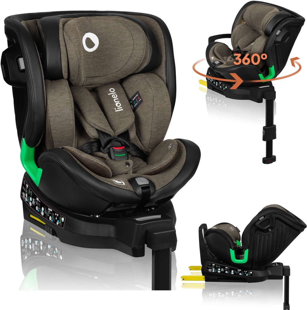 Lionelo harmony - i-size autostoel 4in1 - 360° draaibare - brede zitting - isofix + steunpoot - achterwaarts gericht tot 105 cm (18 kg) - 40 tot 150 cm - 0 tot 36 kg - side impact guard - rwf en fwf - bamboe hoes - dri-seat - hoofdsteun verstelbaar