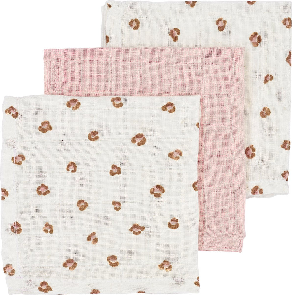 Meyco baby mini panther monddoekjes - 3-pack - hydrofiel - soft pink - 30x30cm